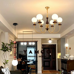 All-Copper French Vintage Living Room Chandelier, New High-End Magic Bean Hall Lamp, Cream-Colored Mid-Century Vintage Lighting Fixture