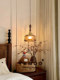 French-Style Vintage Bedroom Bedside Pendant Light in Walnut Color with American-Style Glass and Retro Lily of the Valley Design, Suitable for Bar Counter