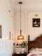 French-Style Vintage Bedroom Bedside Pendant Light in Walnut Color with American-Style Glass and Retro Lily of the Valley Design, Suitable for Bar Counter