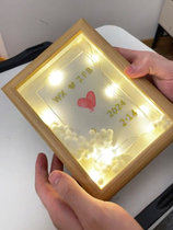 Handmade DIY three-dimensional letters couples handprint 520 confession Valentines Day lovers commemorative fingerprint photo frame ritual gift