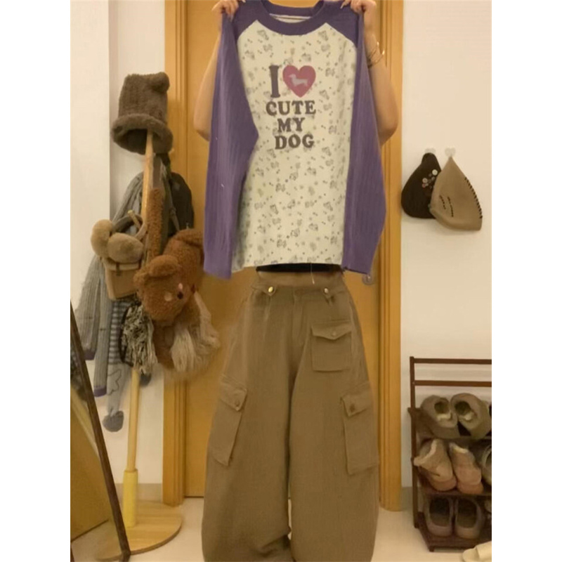 American Retro Fun Heart Letter Print Long-Sleeved Knitted Sweater for Women, Spring and Autumn Design, Loose Pullover Top