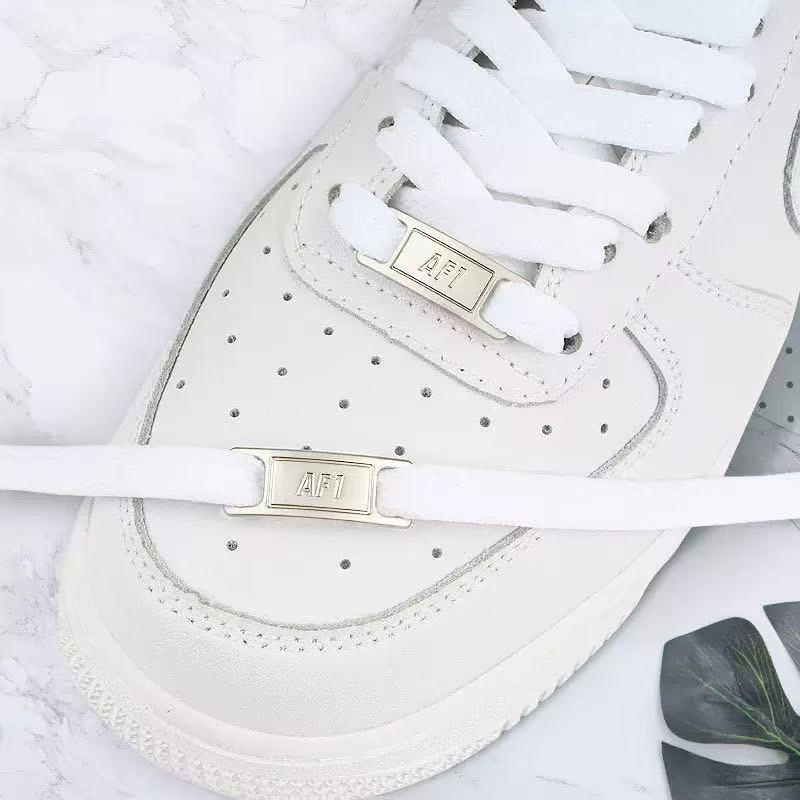 Suitable for Air Force One Af1 Metal Tag Aj1 3 Black and White Nike Flat Elastic Shoelaces for Men and Women