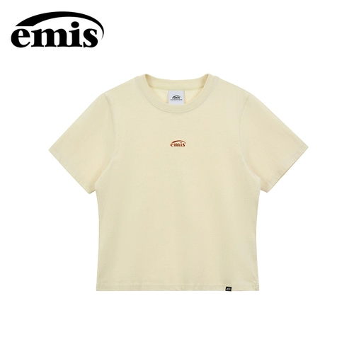 Кремовая весенняя летняя хлопковая базовая футболка с коротким рукавом, свободный крой