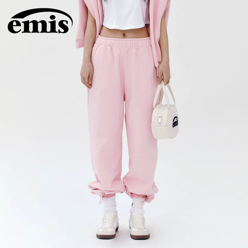 Розовые милые спортивные штаны подходит для мужчин и женщин, свободный прямой крой, по фигуре