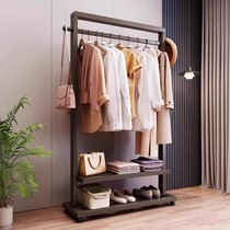 Japanese clothes hanger floor-standing bedroom clothes rack removable wheeled indoor home clothes hanging solid wood coat rack
