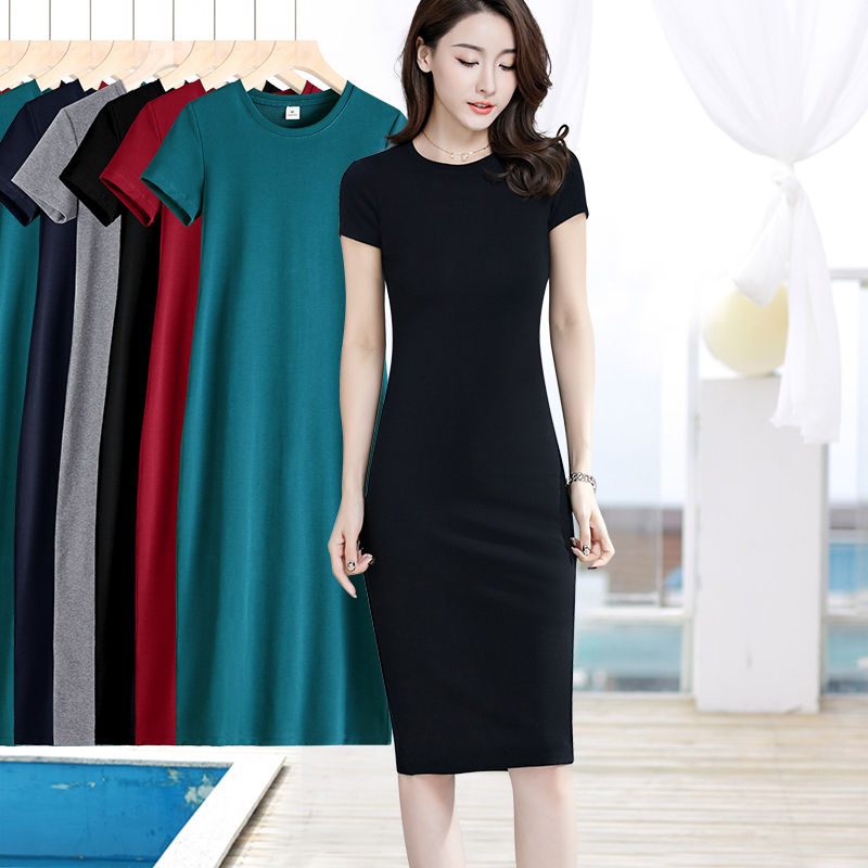 Black High-End Slim-Fit Dress for Women, 2025 Summer Mid-Length Elegant Slim-Fit Flattering Base Long Dress