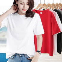 White short-sleeved T-shirt women loose cotton spring and summer half-sleeved shirt small round neck blood female solid color Korean version Joker body