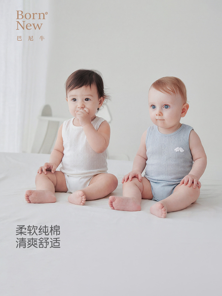 婴儿背心包屁衣夏季薄款无袖男女宝宝三角哈衣服纯棉新生儿连体衣 — 2