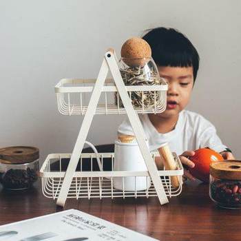 半宅铁艺双层收纳篮卫生间浴室书桌面杂物花架调味品罐厨房置物架