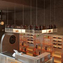 Bar wine rack metal bar counter hanger industrial style wine glass rack cabinet luminous display rack creative hanging wall cabinet