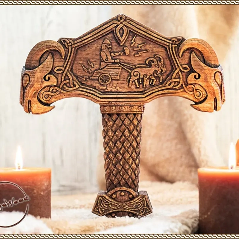 Thor's Hammer Scandinavian Asat Pagan Viking Altar Thor's Goat Resin Craft