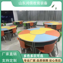 Colorful reading table school library desk and chair combination tutorial class training group activity painting class pure board type