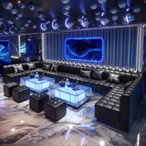 Customized KTV sofa bar nightclub party box family karaoke light luxury sofa deck luminous coffee table manufacturer