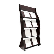 Luogang curved width 71 four-layer walnut color magazine rack wooden floor-to-ceiling information display rack storage promotional storage