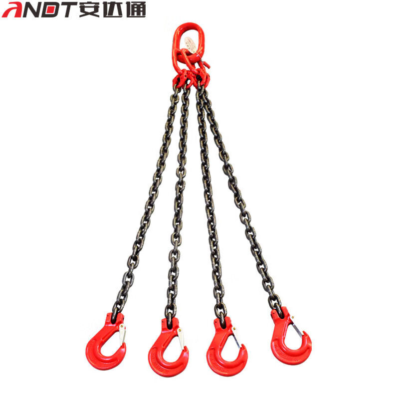 安达通 起重吊索具 吊车吊具锰钢链条链接器吊索具挂钩吊环 1T4钩/1米