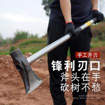 Long handle open mountain splitting firewood logging axe Large number of track steel hand forged and beaten with axe iron to dedicate household axe to wood special
