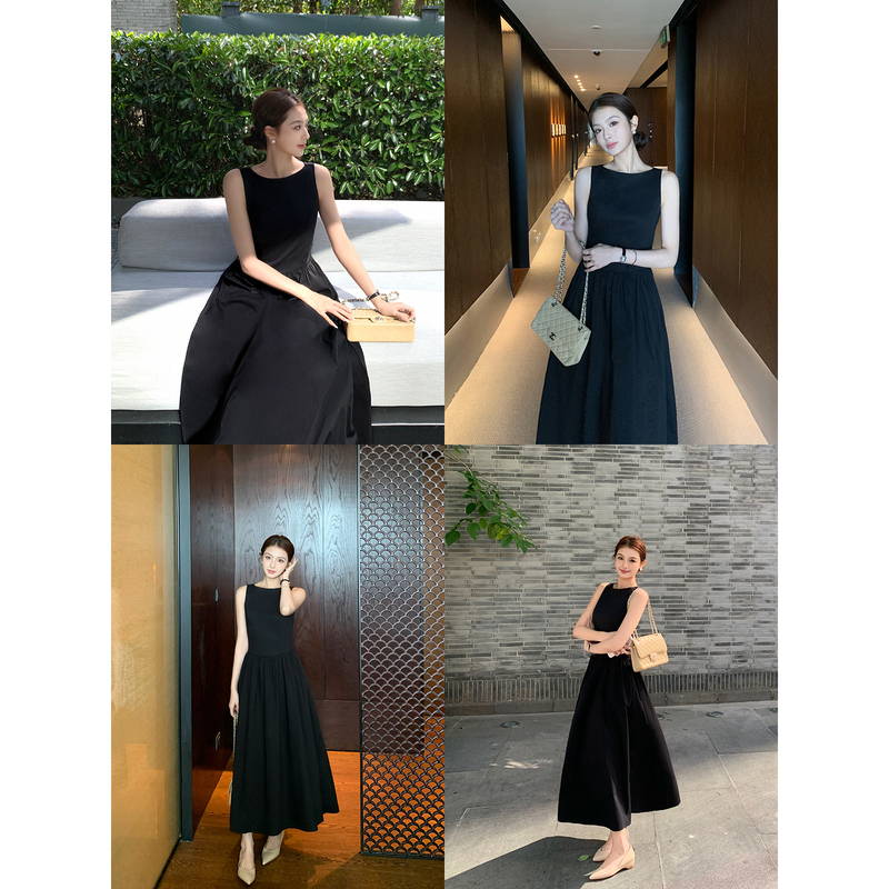 Maven Lin Is a Highly Intelligent and Elegant Woman. She Wears a Sleeveless Dress, a Feminine Tank Dress, a Waist-Cinching Slimming Little Black Dress