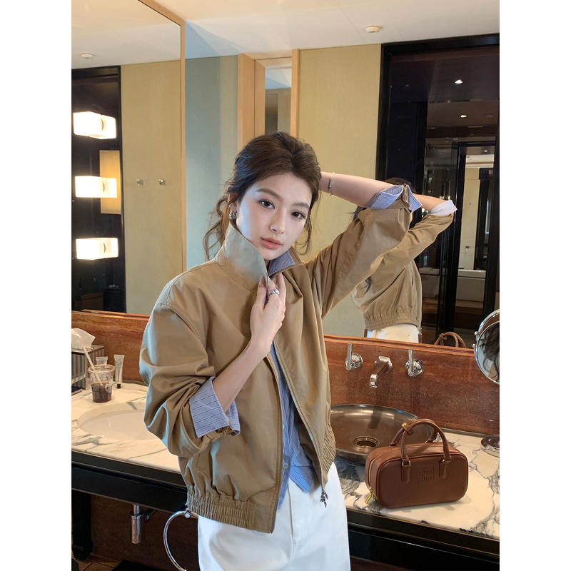 Maven Lin Original Smart Striped Shirt with Fake Two-Piece Lapel Jacket for Women, Color-Blocked Short Coat