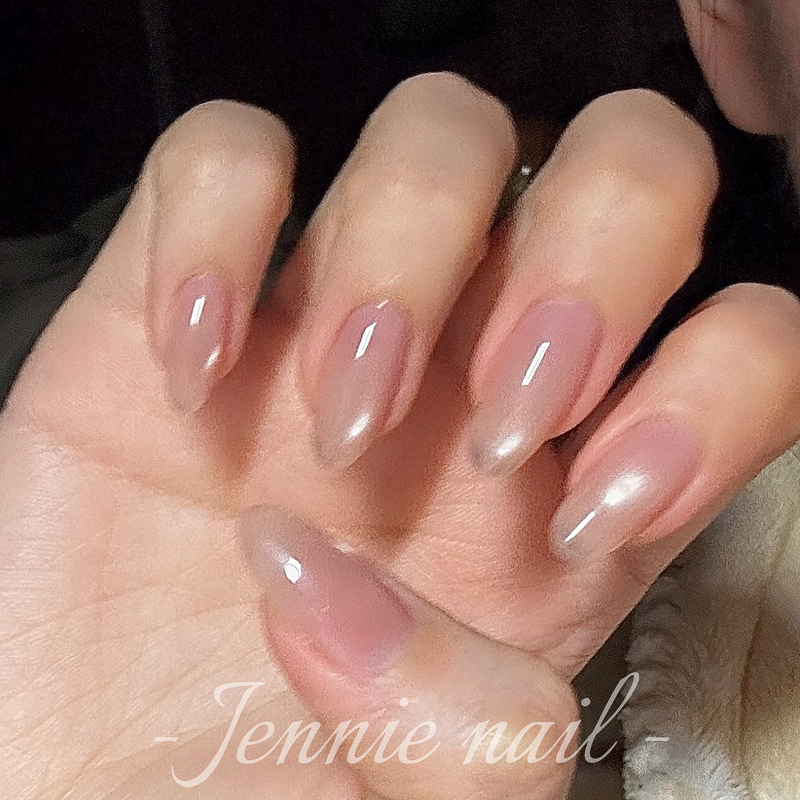 Handmade Nude Glass Bead Almond Cat Eye Nail Art 2026 New Year Style High-Quality Finished Nail Stickers