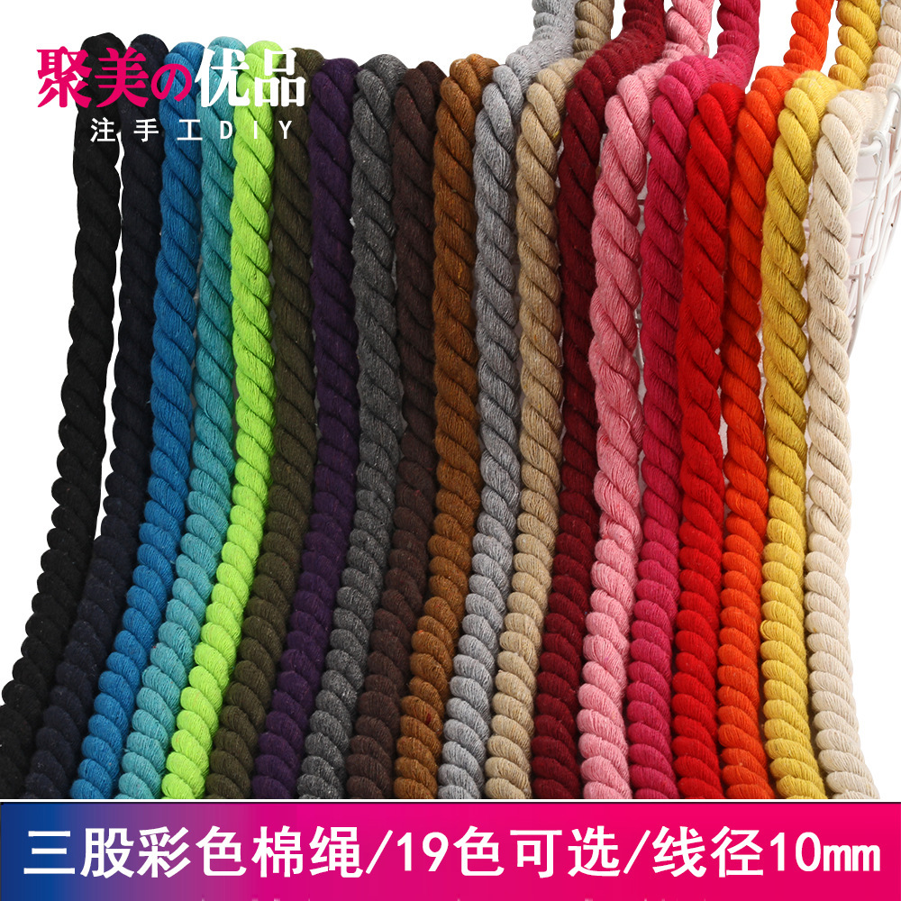 1 cm thick 3 strands cotton rope in Chinese knot red color 10 mm coarse cotton thread 10mm coarse woven rope-Taobao
