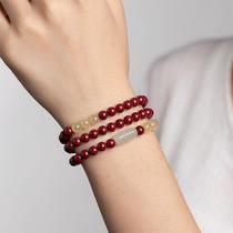 Cinnabar Buddha beads bracelet new Chinese style literary style Hotan chalcedony multi-circle bracelet mens and womens jewelry 2023 new style