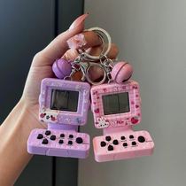 Game console mini handheld Tetris keychain bag pendant nostalgic handheld childrens toys