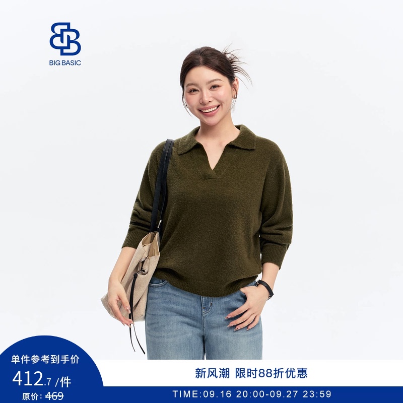 Big Basic “Relaxed Feel” Polo Collar Slightly Dropped Shoulder Loose Fit Silk Cashmere Wool Sweater Big Basic “Relaxed Feel” Polo Collar Slightly Dropped Shoulder Loose Fit Silk Cashmere Wool Sweater