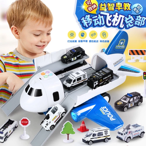 Детский самолет, детская игрушка для мальчиков, интеллектуальный комплект, полицейская машина, инерционная игрушечная машина, 3 лет, мозговой штурм