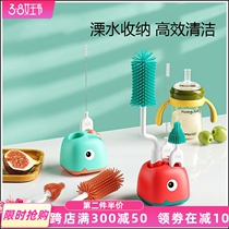 Bottle-brushed silicone wash bottle baby special nipple sucker brush cleaning brush long handle Rinse Son Three-in-one Suit
