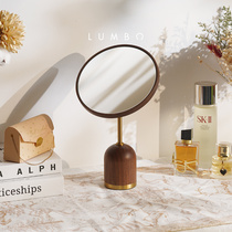 Liangbai Guiyue Dressing Mirror Black Walnuts Cherry Solid Wood desktop Bedroom Desktop Retro Genuity Creative Makeup Mirror