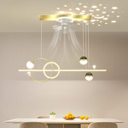 Fan Restaurant Lamp Simple Modern Light Luxury Shaking Head Chandelier with Fan Creative Starry Sky Bar Table Lamp