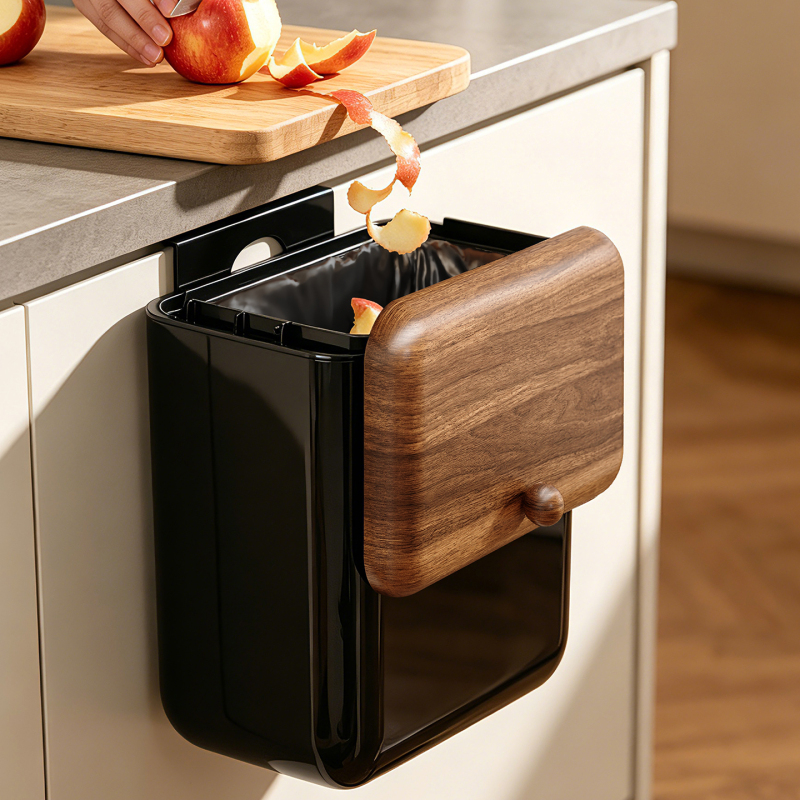 Medieval-Style Household Kitchen Trash Can, Cabinet Door Wall-Mounted, No Need to Bend Over, Large Capacity, Special for Kitchen Waste, with Lid Storage Bin Medieval-Style Household Kitchen Trash Can, Cabinet Door Wall-Mounted, No Need to Bend Over, Large Capacity, Special for Kitchen Waste, with Lid Storage Bin