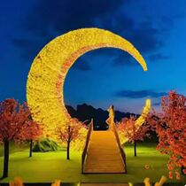 Internet celebrity Moon Bridge Crescent Bay Green Sculpture Luminous Ornaments Check-in Photo Simulation Cherry Blossom Tree Balloon House Presentation