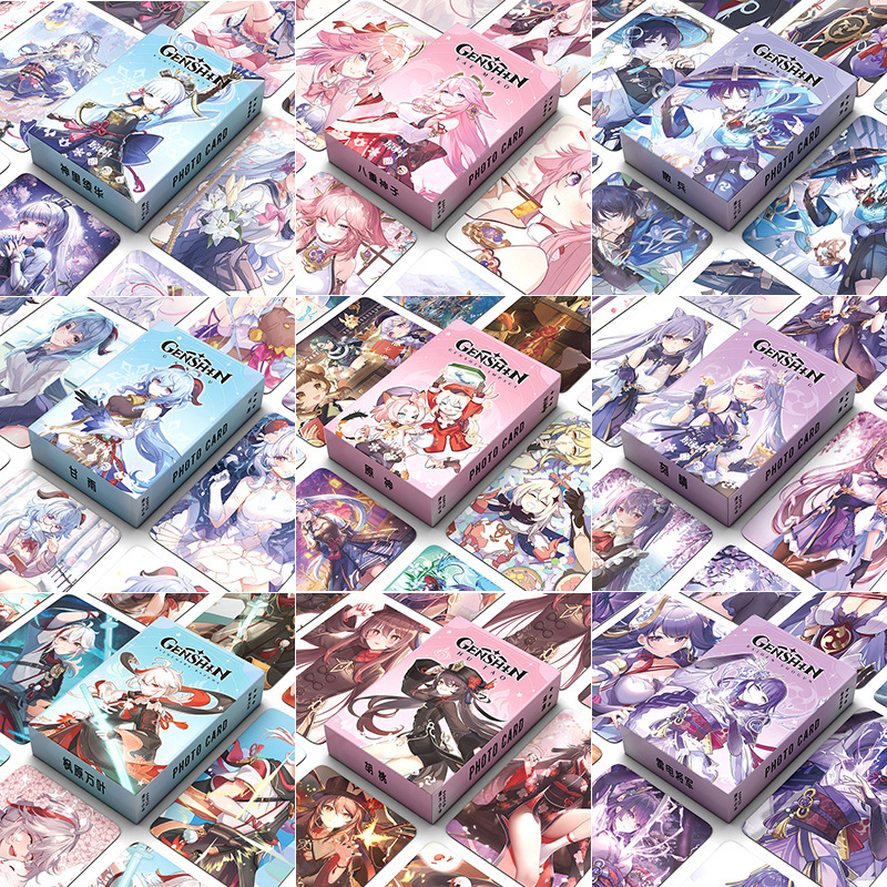 Anime Mixed Laser Hologram Cards, Capibara Jingliu My Little Pony Navia Game Lomo 50-Piece Box Set, 5 High-Definition Thick Self-Printed Non-Official Genuine Cards 8.5*5.4cm