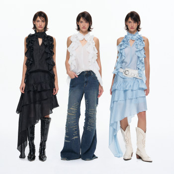 10am tencel fine glitter fungus multi-layer ruffled sleeveless streamer top skirt bevel multi-layer design skirt