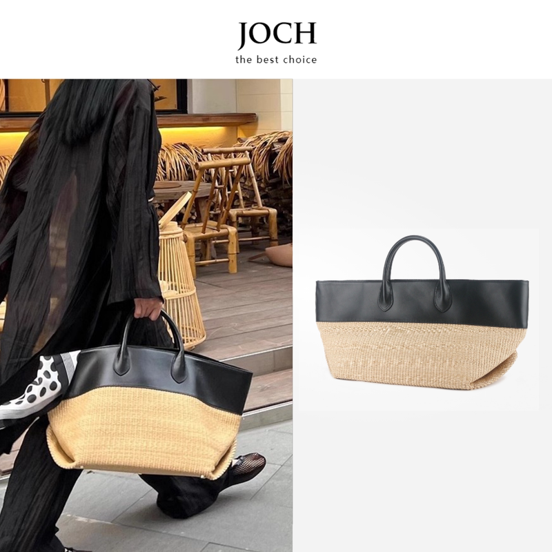 Joch's New Khaiti 2024 Spring/Summer Holiday Straw Bag with Leather and Raffia, Large Capacity Women's Bag Joch's New Khaiti 2024 Spring/Summer Holiday Straw Bag with Leather and Raffia, Large Capacity Women's Bag