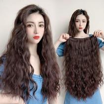 Whole hair curling wig female U type long curly hair net red bubble wool and half head coat long wave