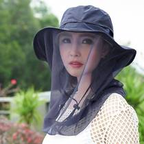 Fishing sunshade anti-UV hat quick-drying large-edge mesh anti-mosquito anti-catkin bee-covering face and neck sun hat 30