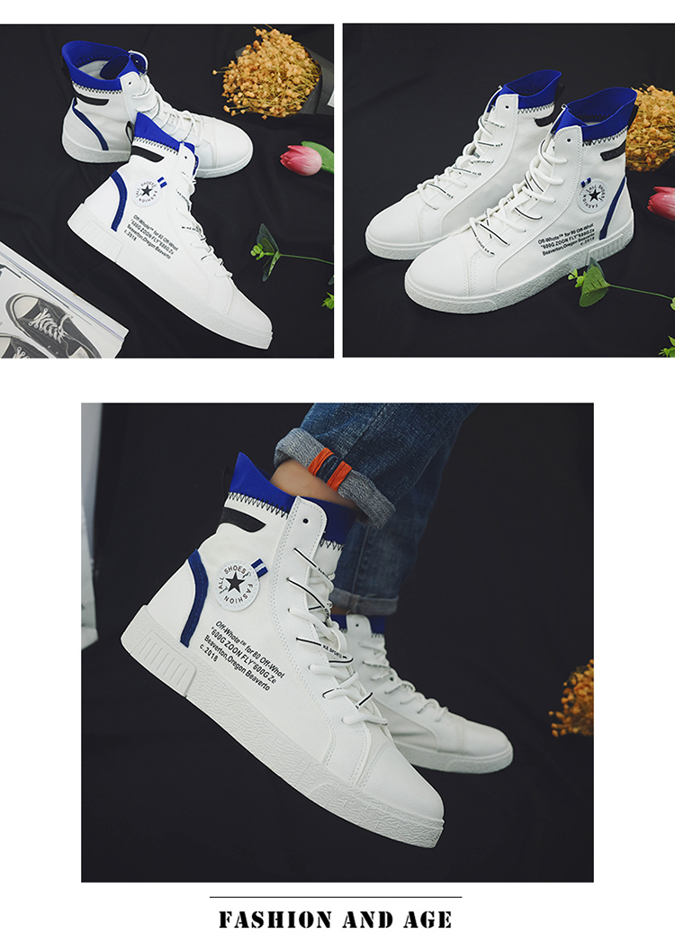 Giày cao gót mùa thu nam phiên bản Hàn Quốc của xu hướng giày hoang dã màu trắng hip-hop giày đế xuồng lưới đỏ gió giày the thao nam chính hãng