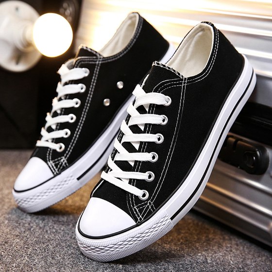 2024 Spring New Canvas Shoes Men's Trendy Breathable Casual Cloth Shoes Trendy Versatile Sneakers Low-top White Shoes Summer