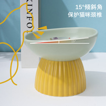 Ceramic pet bowl cat bowl dog bowl cat food bowl tall bowl with slanted mouth color matching Korean style cat and dog bowl