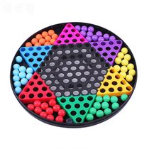 Adult billiard bochu chess puzzle with great number of plastic jumping period Hexagonal checkers flying chess glass beads 80 old fashioned