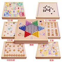 Backgammon flying chess checkers childrens all-in-one game chess educational toys elementary school boys wooden chess games