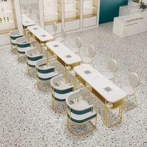 Manicure table and chair set Internet celebrity Japanese style single and double light luxury with vacuum cleaner marble multi-functional beauty manufacturer