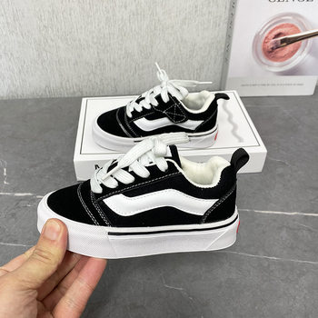 Children's canvas shoes official website genuine leather children's bread shoes 2025 new high street american retro boys' sneakers girls