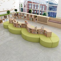 Library picture book library solid wood bookshelf sofa commercial leisure area childrens community activity room drawing room rest area