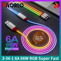 3-IN-1 6A 66W RGB Super Fast Charging Cable Type-C Micro USB