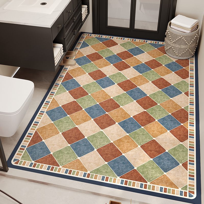 Diatomaceous Earth Absorbent Floor Mat for Bathroom Cabinet Entrance, Special for Dry Area in Bathroom, Full Coverage Water-Blocking Foot Mat, Large Size Carpet