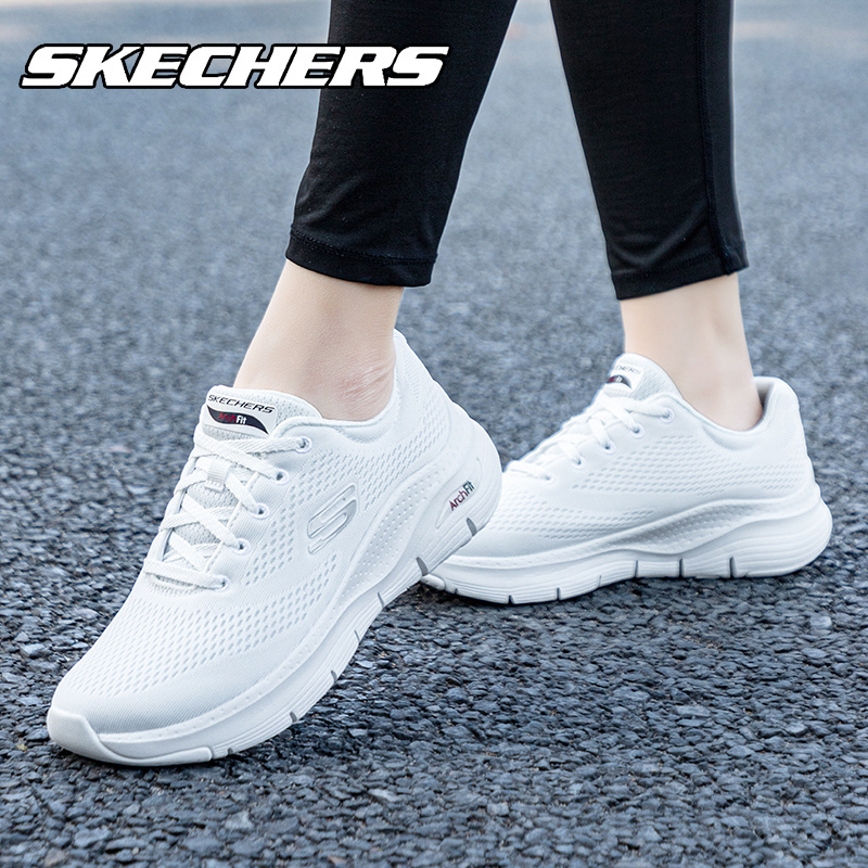 Skechers White Sneakers for Women, Outdoor Thick-Soled Casual Sports Shoes, Spring New Versatile Sneakers
