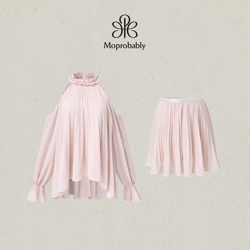 Moprobably Li Yuneruo's "Rouya Xinhhe" European-Style Chiffon Fashion Suit Off-Shoulder Top and Skirt Moprobably Li Yuneruo's "Rouya Xinhhe" European-Style Chiffon Fashion Suit Off-Shoulder Top and Skirt